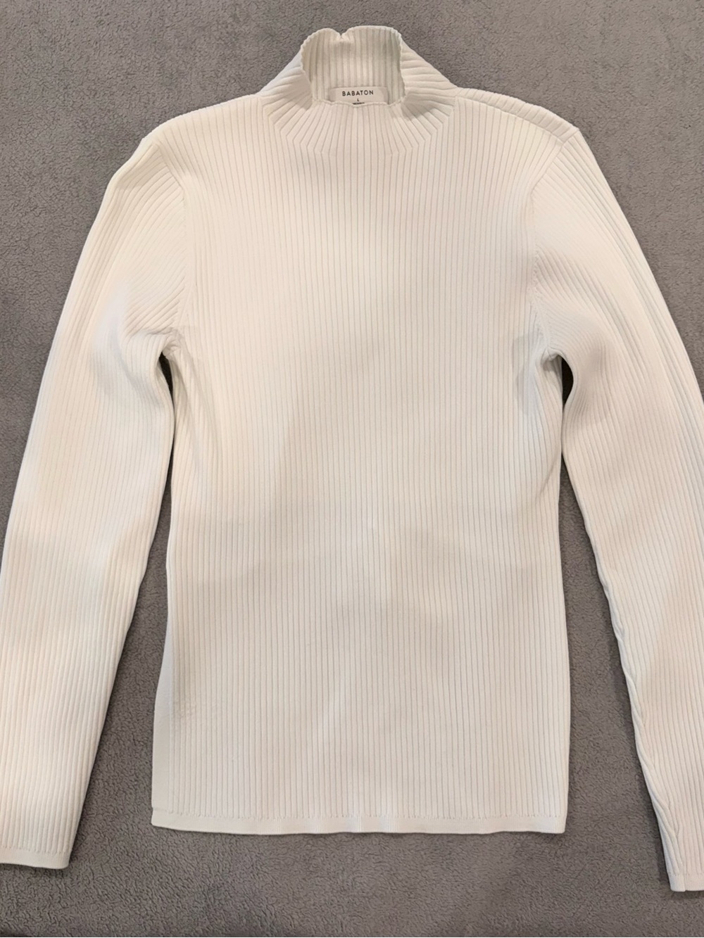 Babaton Women's White Ribbed Turtleneck Sweater